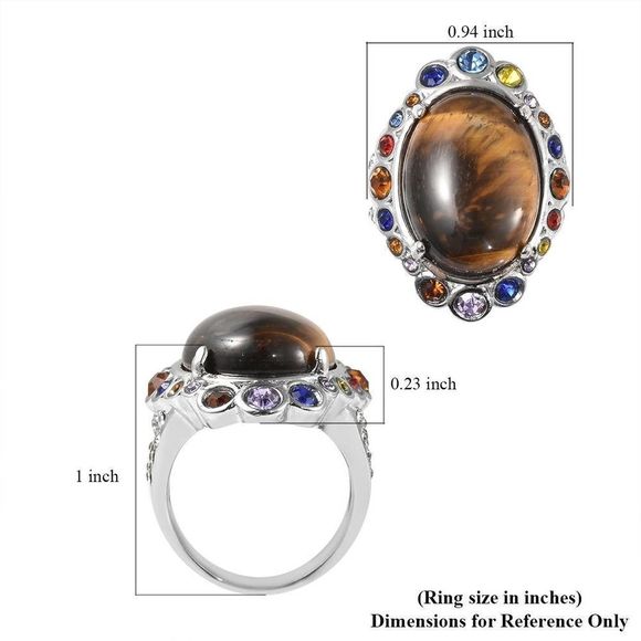 South African Tiger's Eye Austrian Crystal Ring Size 9 - Picture 6 of 6
